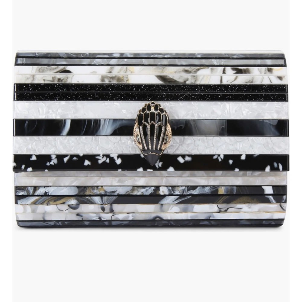Kurt Geiger Black and White Striped Chevron Acrylic Crossbody Bag - Picture 2 of 5